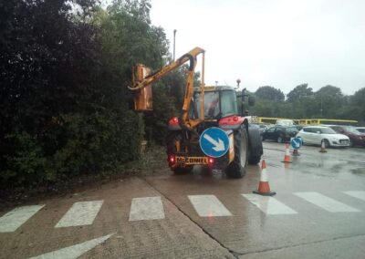 Site clearance and chipping undergrowth to create access to clear block drains for local authorities.